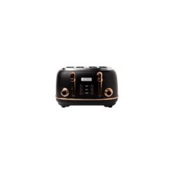 Haden Heritage Black & Copper Toaster - Electric Stainless-Steel Toaster with Reheat and Defrost Functions - Four Slice,1370-1630W
