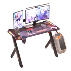 (L(120cmx60cm)) Modern RGB Led Lighted PC Computer Gaming Desk