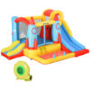 Outsunny Bouncy Castle with Slide Pool Rocket Trampoline w/ Carrybag Blower