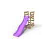 (Purple) Rebo Add-on Wooden Platform with 6FT Slide for Wooden Garden Swing Sets