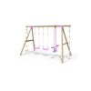 Rebo Wooden Garden Swing Set with 2 Standard Seats, Glider, Climbing Rope and Ladder - Saturn Pink