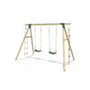 Rebo Wooden Garden Swing Set with Climbing Rope and Rope Ladder Eclipse Green