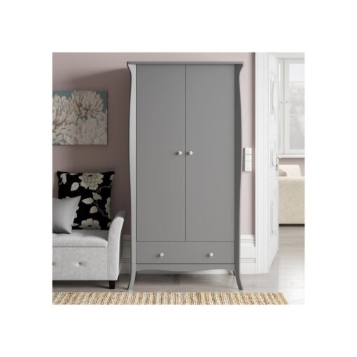 Steens Baroque 2 Door 1 Drawer Wardrobe in Grey