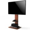 TV Floor Stand with Wood Shelves Height Adjustable for 32-65 inch tv