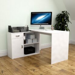 (White) Longton Computer Desk Corner Adjustable L Shape