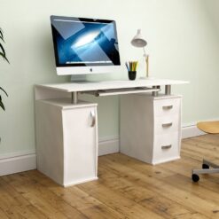(White) Otley 3 Drawer Computer Desk PC Office Workstation