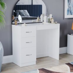 (White) Riano 3 Drawer Dressing Table Makeup Computer Desk