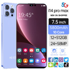 ( purple, 12GB+512GB) New large screen smartphone I14 Pro Max