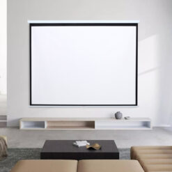 (100 in) Projector Screen Manual Pull Down Wall Mounted Matt White Home Cinema