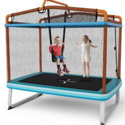 3-in-1 Kids Outdoor Indoor Rectangle Toddler Trampoline Steel Frame