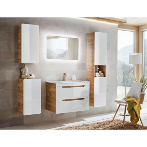 Bathroom Cabinets Vanity Sink Wall Unit Tall Storage White Gloss Oak Arub