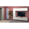 Canuet TV wall unit Dcapann,with 4 doors and LED, 100% Made in Italy, cm 310x30h180, Glossy white and Maple