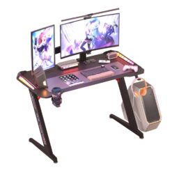 Computer Gaming Desk RGB LED: Larger Game Table Z shaped