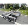Fimous Aluminum Outdoor Garden Furniture Corner Sofa 2 PC Chairs Gas Fire Pit Dining Table Set 9 Seater