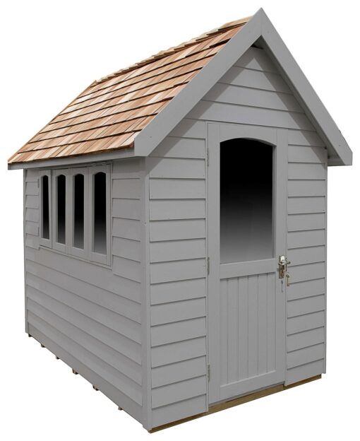 Forest Garden Overlap Retreat Shed - 8x5ft, Grey, Installed