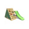 (Green) Rebo Mini Wooden Climbing Pyramid Adventure Playset and Slide