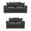 (Grey, 3 & 2 Seater Set) Brooklyn Plush Velvet 3 & 2 Seater Sofa Set
