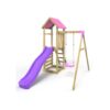 (Rushmore Pink) Rebo Adventure Wooden Climbing Frame, Swing Set and Slide