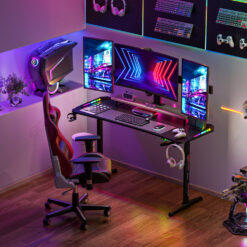 160cm Gaming Computer Desk RGB LED Racing Table Home Height Adjustable
