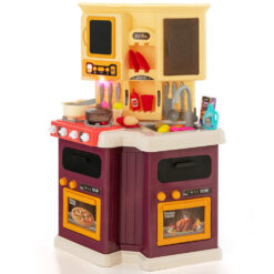 67PCS Kids Play Kitchen Role Play Toy Set with Vapor & Lights & Sounds