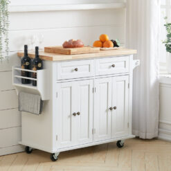 90.2Cm Wide Rolling Kitchen Island