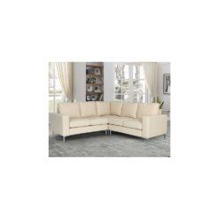 Baltic Faux Leather Corner Sofa In Ivory