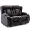 (Black, 2 Seater) CAESAR HIGH BACK BOND GRADE LEATHER RECLINER 3+2+1 SUITE SOFA ARMCHAIR SET