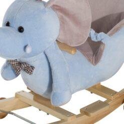 (Blue) Homcom Ride on Rocking Toy 2 in 1 Plush Elephant