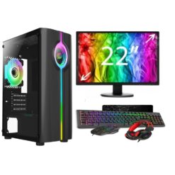 (., FULL SETUP (22" MONITOR)) GAMING PC BUNDLE : INTELCORE i3/16GB RAM/ 1TB + 128GB SSD/GT730 2GB/WINDOWS 10/ QUAKE BLACK