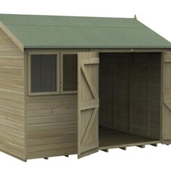 Forest Timberdale Double Door Reverse Apex Shed - 10 x 8ft