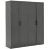 Habitat Munich Panelled 4 Door Wardrobe - Anthracite