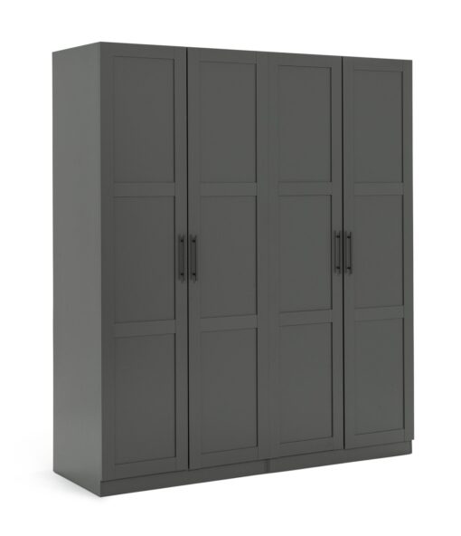 Habitat Munich Panelled 4 Door Wardrobe - Anthracite