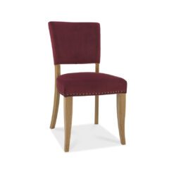 Indus Rustic Oak 6-8 Ext Table With 6 Upholstered Chairs In Crimson Velvet Fabric