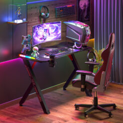 (L(1.2m long)) RGB Gaming Desk Ergonomic Computer Table Black