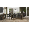 Logan Fumed Oak 6 Seater Table With 6 Ellipse Upholstered Chairs In Dark Grey