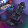 Massage Gaming Chair Swivel Computer Desk Seat Office Recliner Grey