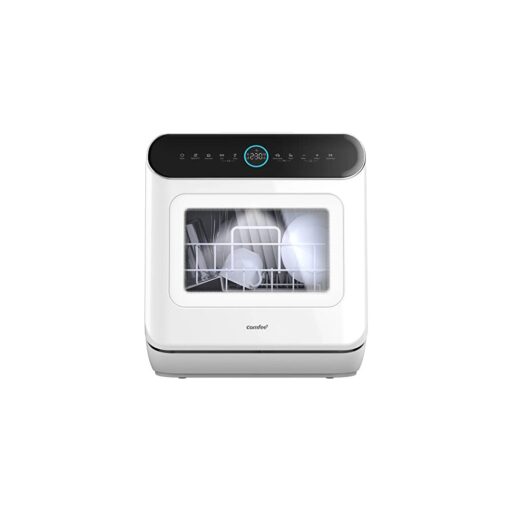 Mini Plus Dishwasher TD305W Compact Table Top Dishwasher with 3 Place Settings 7 Programmes Touch Control LED Display Delay Start and Offpeak Wash