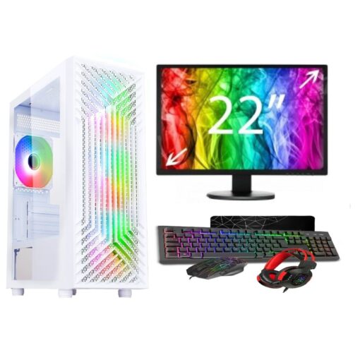 (i3, TOWER ONLY) Terra White Gaming Intel Quad Core i7 16GB RAM 1TB HDD & 128GB SSD PC Bundle & Speakers