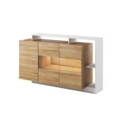 3Xeliving Modern And Avant-Garde Dresser Wamego White / Oak Grandfather 155Cm Ideal For The Living Room