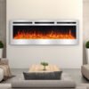 (60 Inch) LED Electric Wall Mounted Fireplace Recessed Fire Heater 12 Flames With Remote