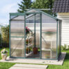 (6x6ft with Base) Greenhouse Aluminium Polycarbonate Garden Green Plant Housing
