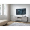 Aaditya TV Unit Gray with fluted fronts and black metal legs, 154 cm