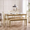 Alissah Solid Wood Farmhouse Dining Table Set with x4 Whitley Dining Chairs & x1 Dining Bench