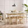 Alissah Solid Wood Farmhouse Dining Table Set with x6 Whitley Dining Chairs