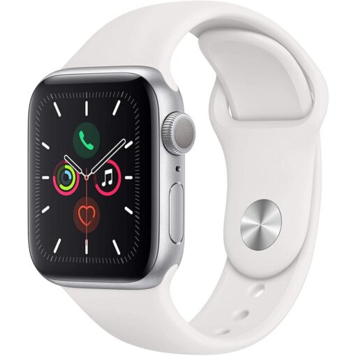 Apple Watch Series 5 40mm (GPS) _Silver Aluminium Case with White Sport Band (satellite) (Renewed)