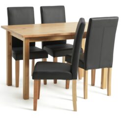 Argos Home Ashdon Solid Wood Dining Table & 4 Black Chairs