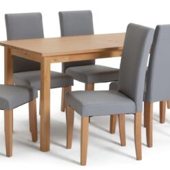 Argos Home Ashdon Solid Wood Dining Table & 6 Grey Chairs