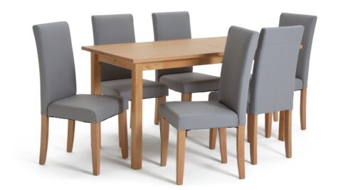 Argos Home Ashdon Solid Wood Dining Table & 6 Grey Chairs