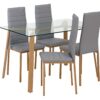 Argos Home Helena Glass Dining Table & 4 Grey Chairs