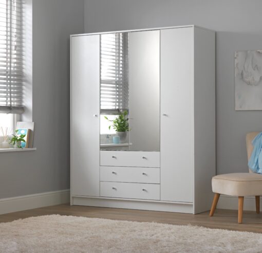 Argos Home Malibu 4 Door 3 Drawer Mirror Wardrobe - White